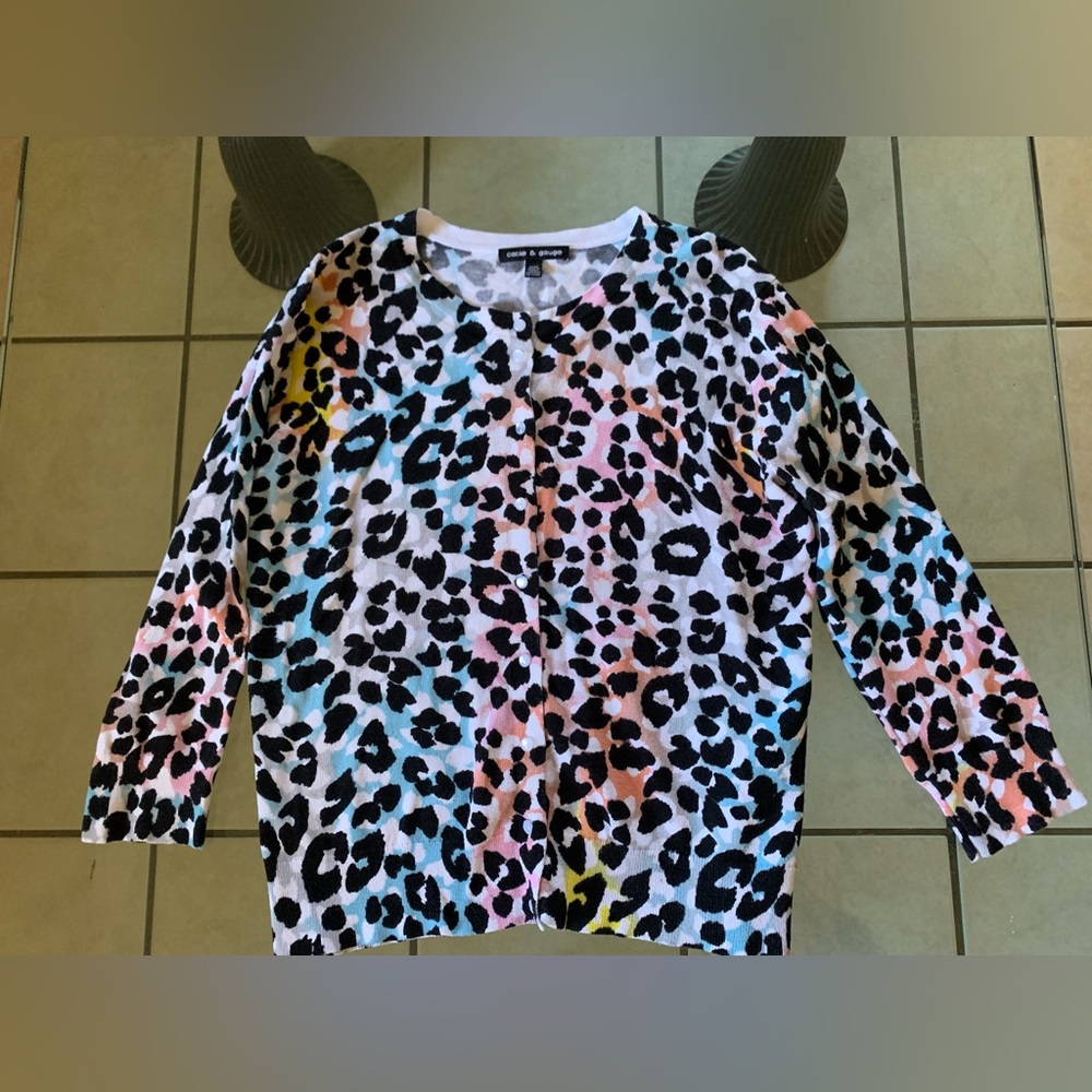 Cable & Gauge Multicolor Animal Print Cardigan